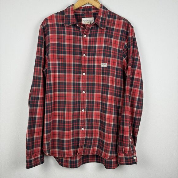 Ralph Lauren Denim Supply Button Up Shirt Mens Large Plaid Flannel Red Black - Picture 1 of 5